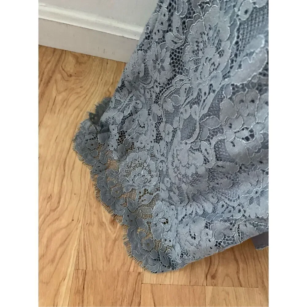 Adrianna Papell Lace Dress Gown Grey/Grayish Blue Mother of the Bride Size 2